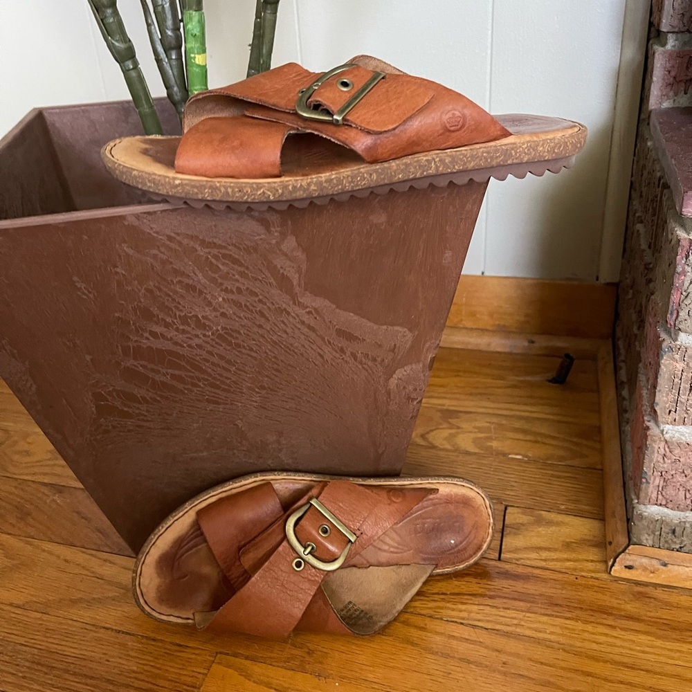 Leather slide sandals by Born